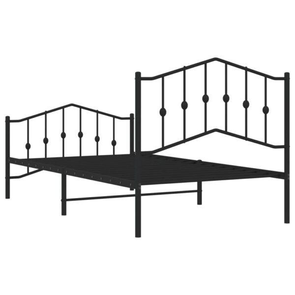 vidaXL Metal Bed Frame with Headboard and FootboardÂ Black 39.4"x74.8" Twin - Image 7