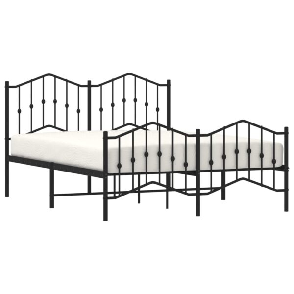 vidaXL Metal Bed Frame with Headboard and FootboardÂ Black 53.1"x74.8" - Image 3