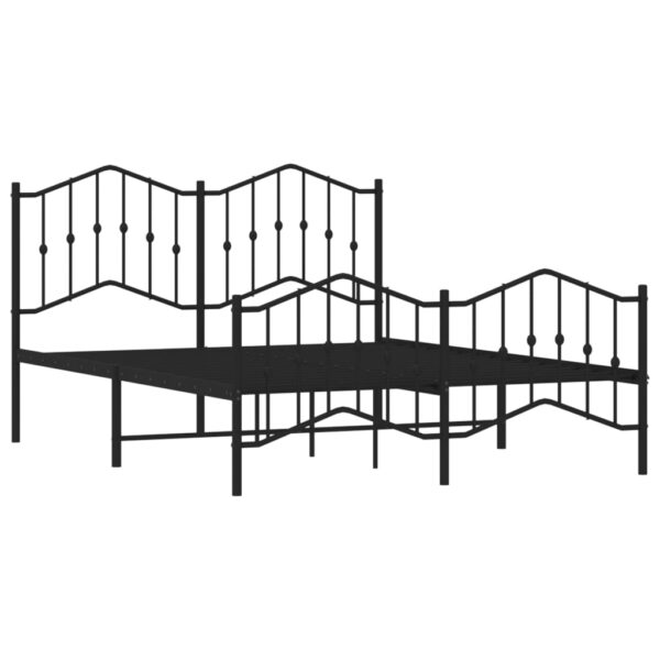 vidaXL Metal Bed Frame with Headboard and FootboardÂ Black 53.1"x74.8" - Image 4