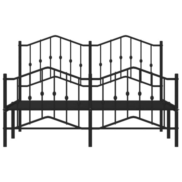 vidaXL Metal Bed Frame with Headboard and FootboardÂ Black 53.1"x74.8" - Image 5