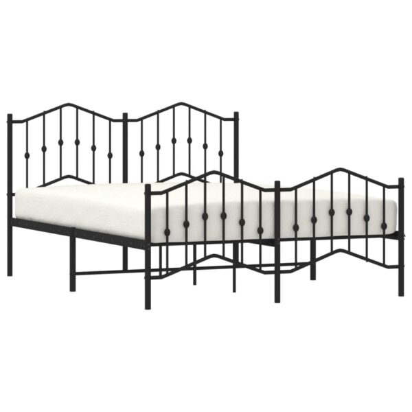 vidaXL Metal Bed Frame with Headboard and FootboardÂ Black 59.1"x78.7" - Image 3