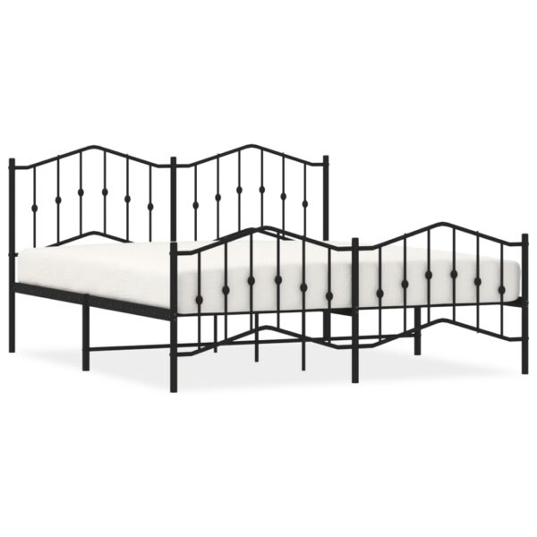 vidaXL Metal Bed Frame with Headboard&FootboardÂ Black 72"x83.9" California King - Image 2