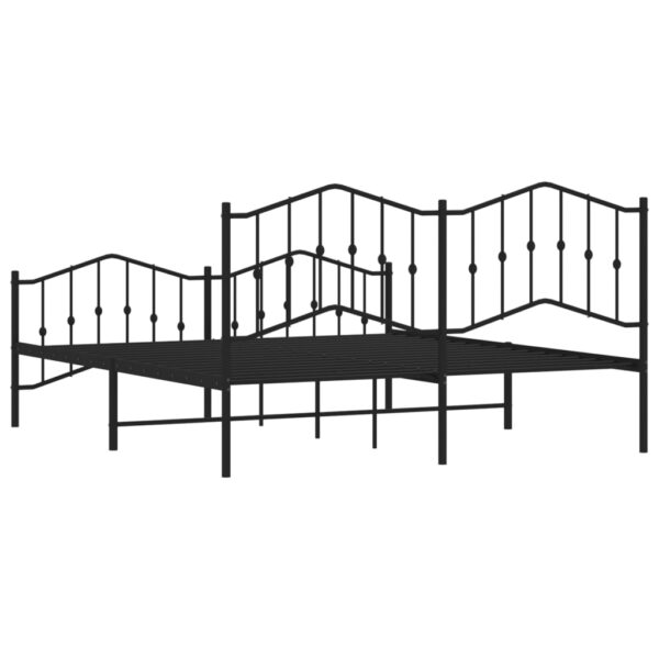 vidaXL Metal Bed Frame with Headboard&FootboardÂ Black 72"x83.9" California King - Image 7