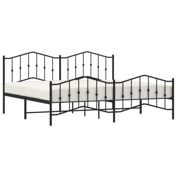 vidaXL Metal Bed Frame with Headboard and FootboardÂ Black 76"x79.9" King - Image 3