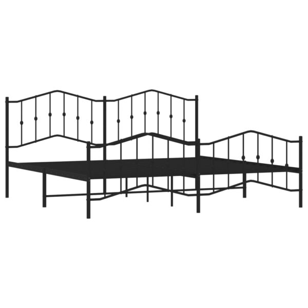 vidaXL Metal Bed Frame with Headboard and FootboardÂ Black 76"x79.9" King - Image 4