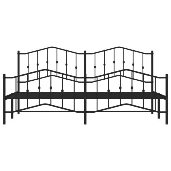 vidaXL Metal Bed Frame with Headboard and FootboardÂ Black 76"x79.9" King - Image 5