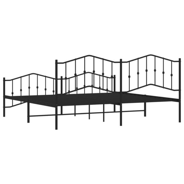 vidaXL Metal Bed Frame with Headboard and FootboardÂ Black 76"x79.9" King - Image 7