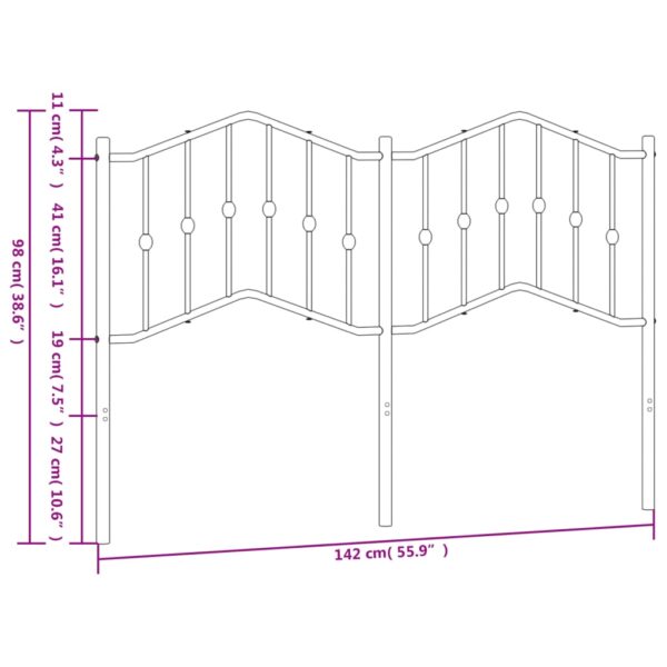 vidaXL Metal Headboard Black 53.1" - Image 6