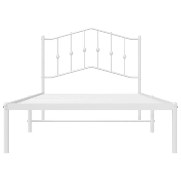 vidaXL Metal Bed Frame with Headboard White 39.4"x74.8" Twin - Image 5