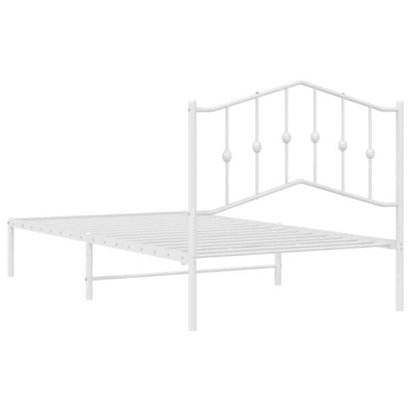 vidaXL Metal Bed Frame with Headboard White 39.4"x74.8" Twin - Image 7