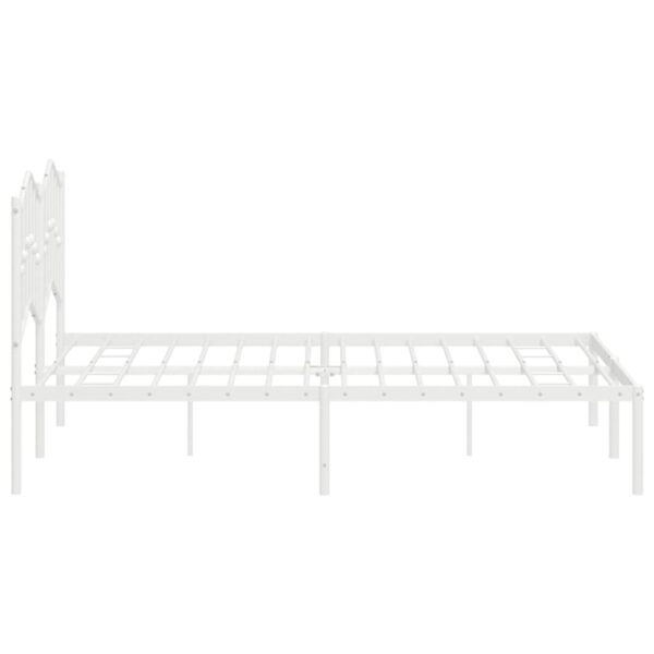 vidaXL Metal Bed Frame with Headboard White 53.1"x74.8" - Image 6