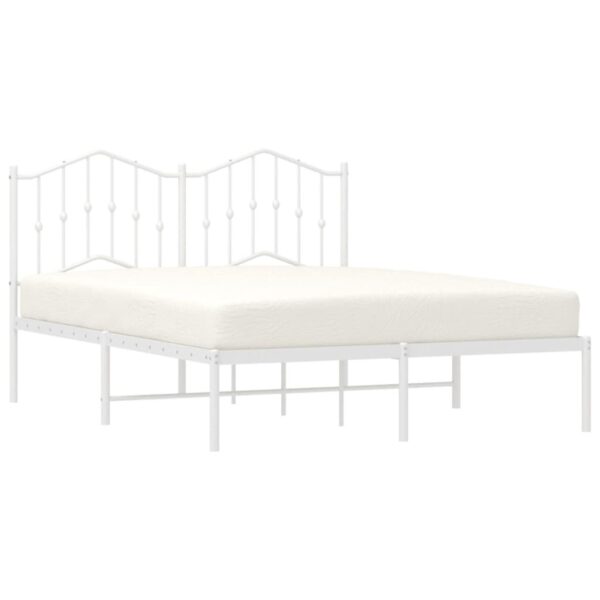 vidaXL Metal Bed Frame with Headboard White 59.1"x78.7" - Image 3