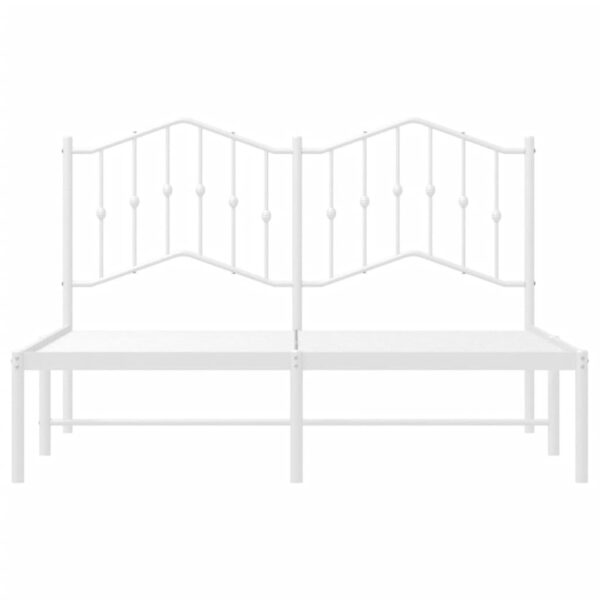 vidaXL Metal Bed Frame with Headboard White 59.1"x78.7" - Image 5