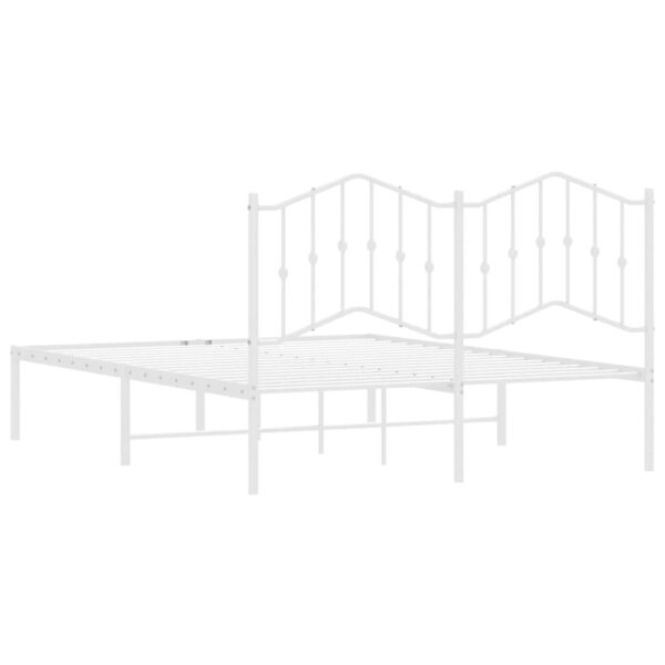 vidaXL Metal Bed Frame with Headboard White 59.1"x78.7" - Image 7