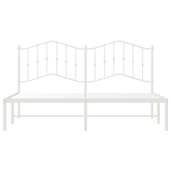 vidaXL Metal Bed Frame with Headboard White 72"x83.9" California King - Image 5