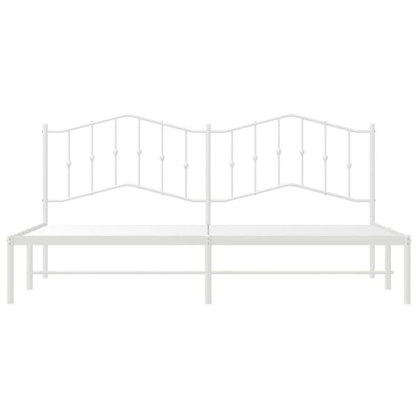 vidaXL Metal Bed Frame with Headboard White 76"x79.9" King - Image 5