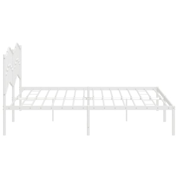 vidaXL Metal Bed Frame with Headboard White 76"x79.9" King - Image 6