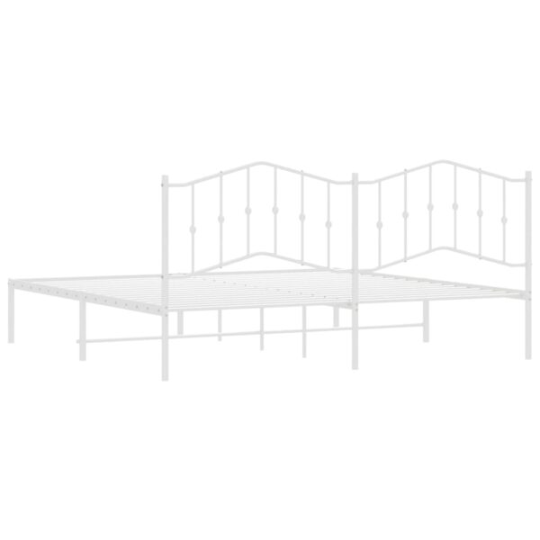 vidaXL Metal Bed Frame with Headboard White 76"x79.9" King - Image 7