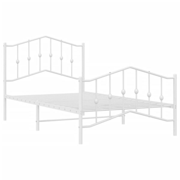 vidaXL Metal Bed Frame with Headboard and FootboardÂ White 39.4"x74.8" Twin - Image 4