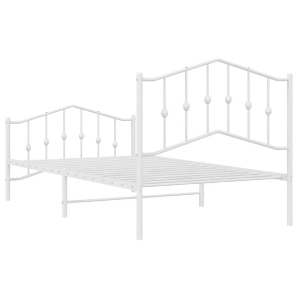 vidaXL Metal Bed Frame with Headboard and FootboardÂ White 39.4"x74.8" Twin - Image 7