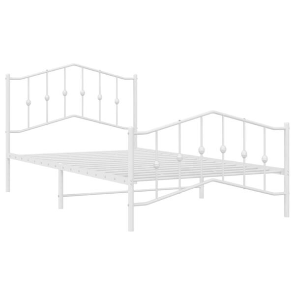 vidaXL Metal Bed Frame with Headboard and FootboardÂ White 39.4"x78.7" - Image 4