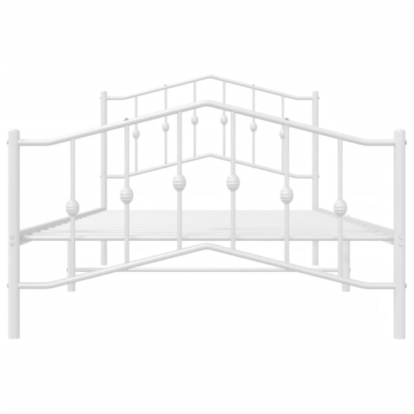 vidaXL Metal Bed Frame with Headboard and FootboardÂ White 39.4"x78.7" - Image 5