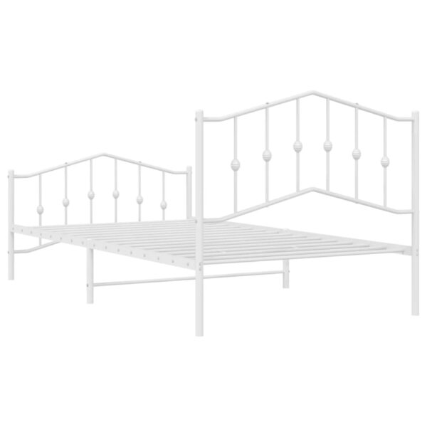 vidaXL Metal Bed Frame with Headboard and FootboardÂ White 39.4"x78.7" - Image 7