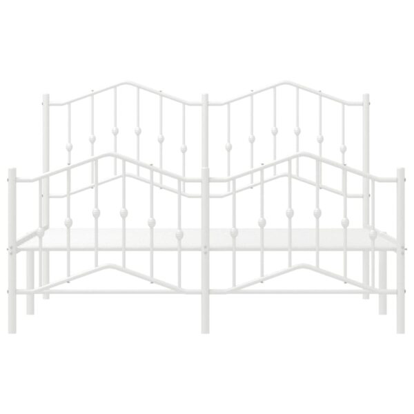 vidaXL Metal Bed Frame with Headboard and FootboardÂ White 53.1"x74.8" - Image 5