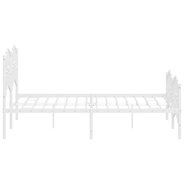 vidaXL Metal Bed Frame with Headboard and FootboardÂ White 53.1"x74.8" - Image 6