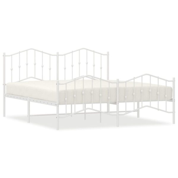 vidaXL Metal Bed Frame with Headboard&FootboardÂ White 72"x83.9" California King - Image 2