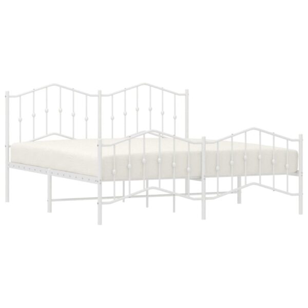 vidaXL Metal Bed Frame with Headboard&FootboardÂ White 72"x83.9" California King - Image 3