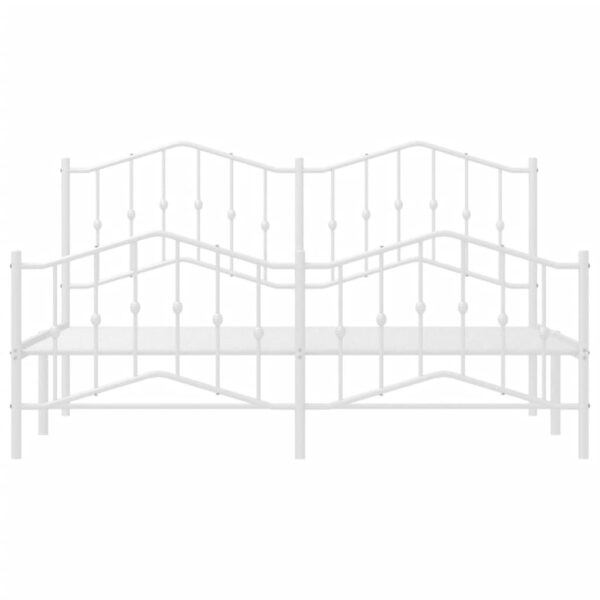 vidaXL Metal Bed Frame with Headboard&FootboardÂ White 72"x83.9" California King - Image 5