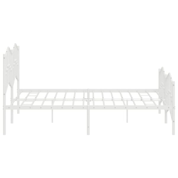 vidaXL Metal Bed Frame with Headboard&FootboardÂ White 72"x83.9" California King - Image 6