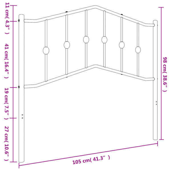 vidaXL Metal Headboard White 39.4" - Image 6