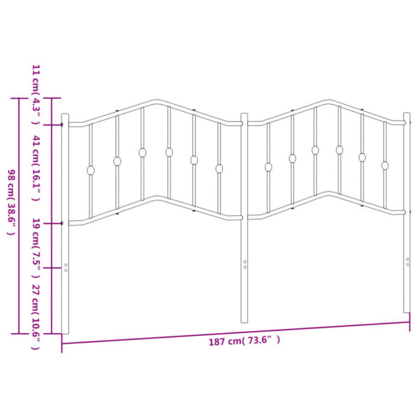 vidaXL Metal Headboard White 70.9" - Image 6