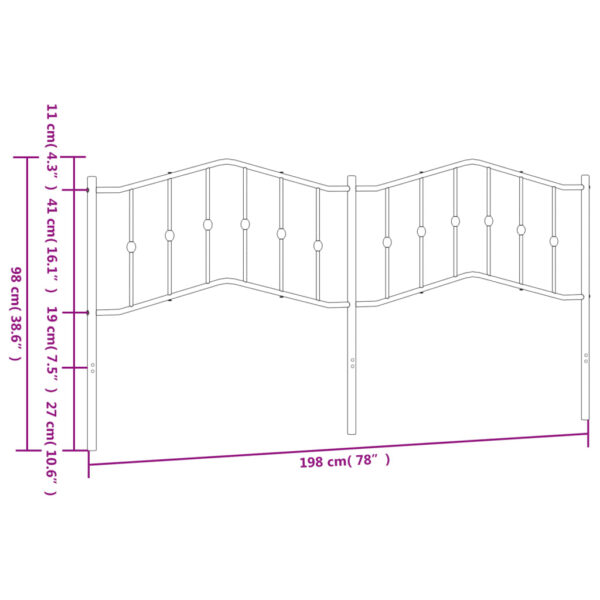 vidaXL Metal Headboard White 76" - Image 6