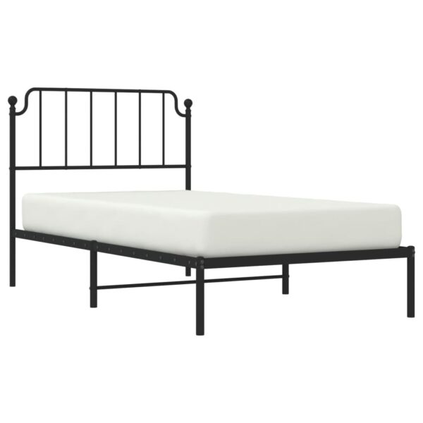 vidaXL Metal Bed Frame with Headboard Black 39.4"x74.8" Twin - Image 3