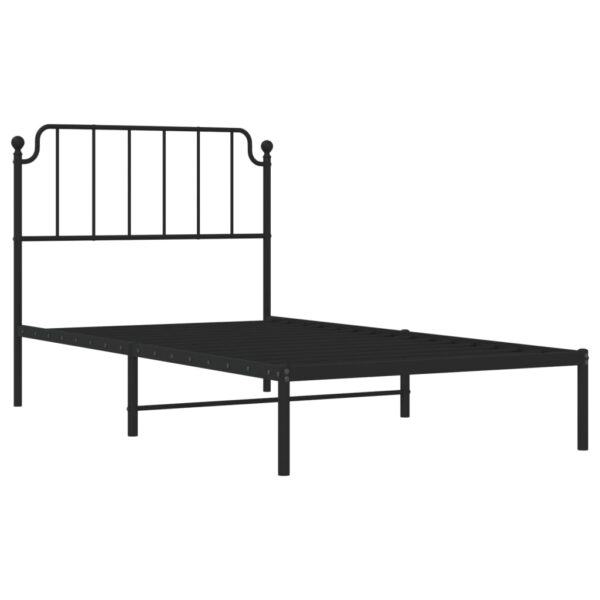 vidaXL Metal Bed Frame with Headboard Black 39.4"x74.8" Twin - Image 4