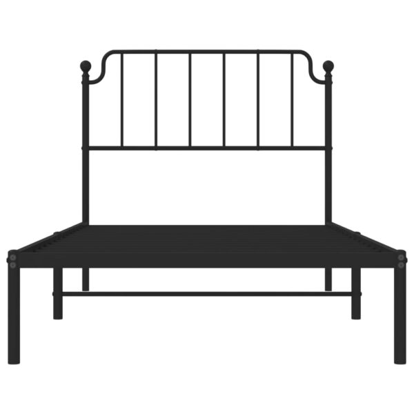 vidaXL Metal Bed Frame with Headboard Black 39.4"x74.8" Twin - Image 5