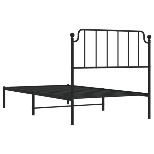 vidaXL Metal Bed Frame with Headboard Black 39.4"x74.8" Twin - Image 7