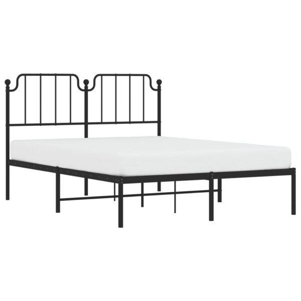 vidaXL Metal Bed Frame with Headboard Black 53.1"x74.8" - Image 3