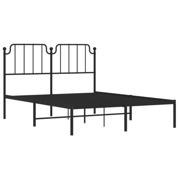 vidaXL Metal Bed Frame with Headboard Black 53.1"x74.8" - Image 4