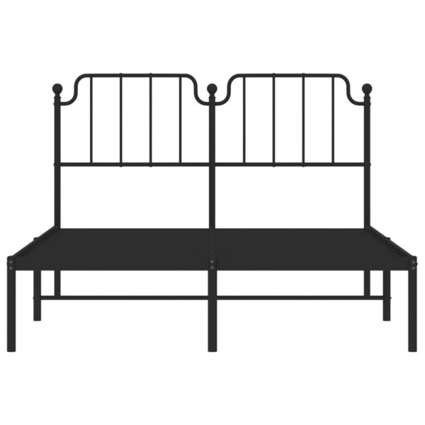 vidaXL Metal Bed Frame with Headboard Black 53.1"x74.8" - Image 5