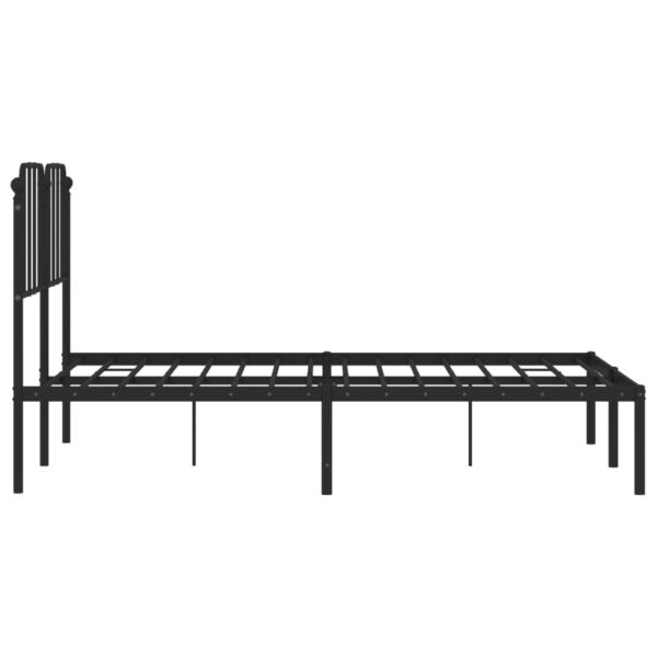 vidaXL Metal Bed Frame with Headboard Black 53.1"x74.8" - Image 6