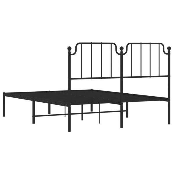 vidaXL Metal Bed Frame with Headboard Black 53.1"x74.8" - Image 7