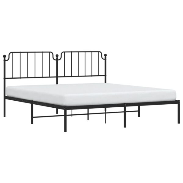 vidaXL Metal Bed Frame with Headboard Black 72"x83.9" California King - Image 3