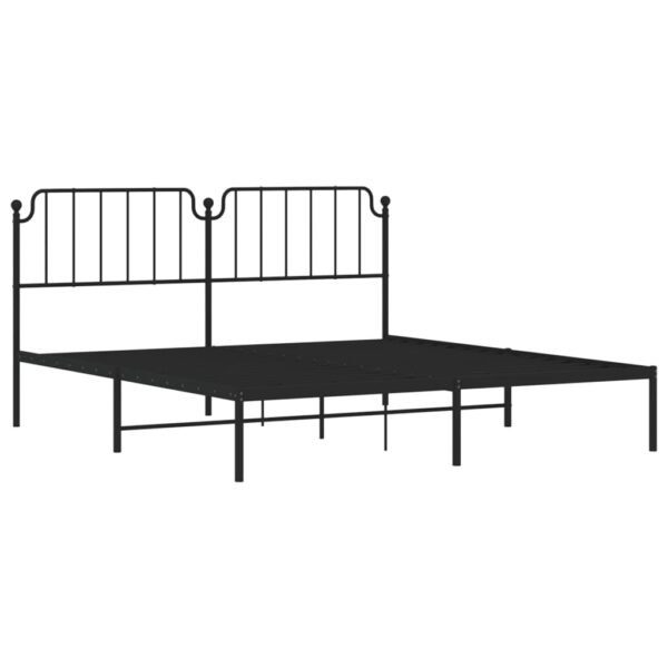 vidaXL Metal Bed Frame with Headboard Black 72"x83.9" California King - Image 4