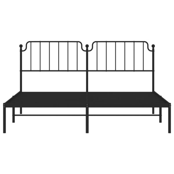 vidaXL Metal Bed Frame with Headboard Black 72"x83.9" California King - Image 5