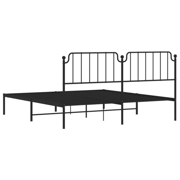 vidaXL Metal Bed Frame with Headboard Black 72"x83.9" California King - Image 7