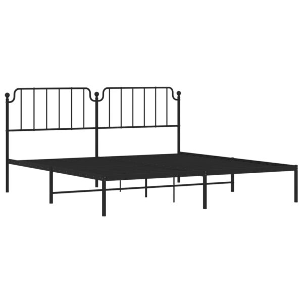 vidaXL Metal Bed Frame with Headboard Black 76"x79.9" King - Image 4